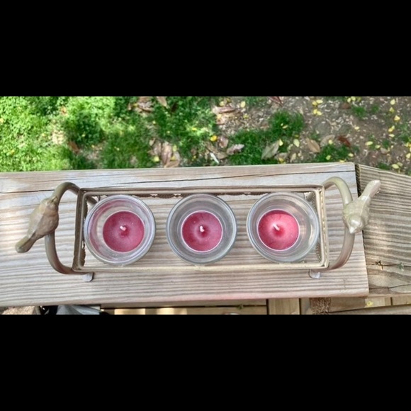 Perched Birds 3 Tea Candle Holder Metal Frame Rack Centerpiece 10 x 5.6 x 6 in - Picture 7 of 8